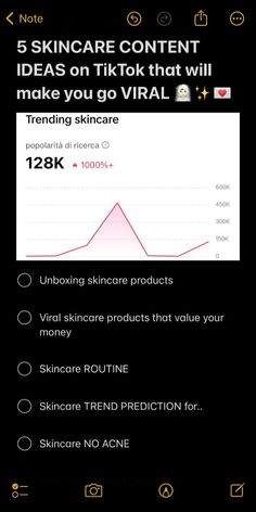 an iphone screen with the text, 5 skincare content ideas on tiktok that will make you go virtual