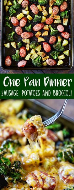 one pan dinner sausage, potatoes and broccoli is the perfect meal for two