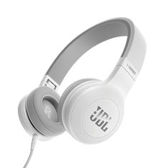 the jbl headphones are white and grey