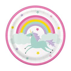 a paper plate with a unicorn on it