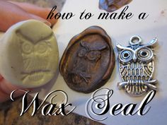 three different types of buttons with the words how to make a wax stamp