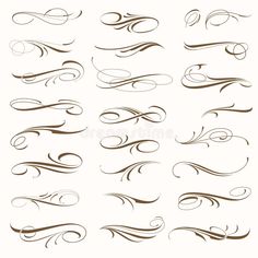 a set of swirls and curves in brown on a white background royalty free illustration