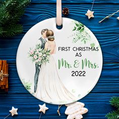 Newlywed Christmas Ornament, Mr And Mrs Ornament, First Christmas Married Ornament, Our First Christmas Ornament, Newlywed Christmas, Friend Ornament, Married Ornament, Gifts For Couples, First Christmas Married