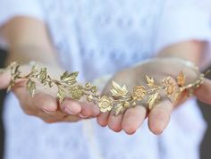 Wildflower Crown - A crown or headband of lovely little golden wildflowers, Boho Headband, Crown, Halo, Flower Crown, Wedding, Bridal Wildflower Crown, Pretty Gowns, Crown Halo, Boho Bridal Jewelry, Headband Crown, Popular Flowers, Rose Vines, Golden Crown, Crown Wedding