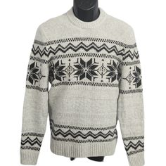 Cozy Up This Holiday Season In The Abercrombie Snowflake Holiday Sweater. This Soft, Stylish Sweater Is The Perfect Blend Of Comfort And Festive Flair. Warm, Heavyweight Knit Fabric Snowflake Pattern In Gray And Black Ribbed Trim At Cuffs And Hem Classic Crew Neckline Men's Size Small New With Tags Classic Winter Sweater With Fair Isle Pattern, Classic Fair Isle Sweater For Winter, Classic Fair Isle Winter Sweater, Nordic Fair Isle Crew Neck Outerwear, Fabric Snowflake, Abercrombie Men, Stylish Sweater, Mens Holiday, Stylish Sweaters