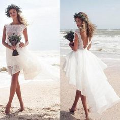 Beach Short Wedding Dresses Sexy High Low Sexy Backless Bateau Romantic Girls Holiday Party Wear Cheap Bridal Gown · flordadesign · Online Store Powered by Storenvy Girls Holiday Party, Short Wedding Dress Beach, Short Lace Wedding Dress, Summer Wedding Dress Beach, Beach Bridal Gown, Beach Wedding Dresses, Boho Bridal Gowns, Summer Beach Wedding, 2016 Wedding Dresses