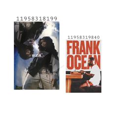 two postage stamps depicting frank ocean and the cover of his album, frank ocean 1989 - 1994