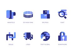 the icons are designed to look like they have different shapes and sizes, but not in blue