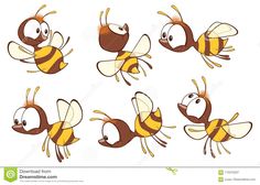 a set of cartoon bees with different expressions