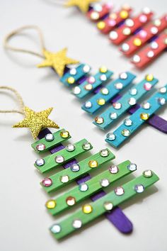 colorful popsicle christmas tree ornament craft for kids