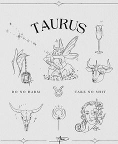 the zodiac signs and their meanings are shown in this black and white drawing, which includes an