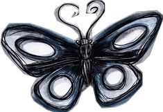 a black and white drawing of a butterfly