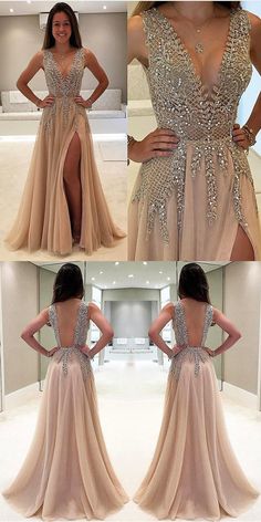 Charming A-Line Floor-Length V-Neck Backless Sexy unique beading Long prom dresses, PD0505 Sukienki Maksi, Evening Dress Long, Winter Formal Dresses, V Neck Prom Dresses, Prom Dresses 2019, Affordable Prom Dresses, Unique Prom Dresses