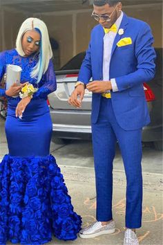 Get inspired by this Simple Royal Blue Men's Suit Notch Lapel Slim Fit Prom Outfits with rush order service at ballbella.com. Fast delivery worldwide, 1000+ styles available, extra coupons to save you a heap. Royal Blue Prom Couple, Royal Blue Mens Suit, Prom Couples Outfits, Suit For Man, Blue Mens Suit, Royal Blue Party, Prom Slay, Prom Dates, Tuxedo Prom