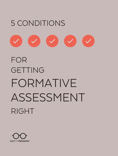 the cover of five conditions for getting formative assignment right, with three red check marks