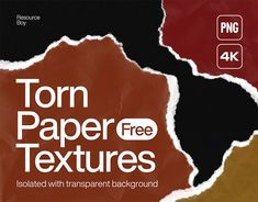 torn paper textures for photoshopping and texturing with transparent backround 4k