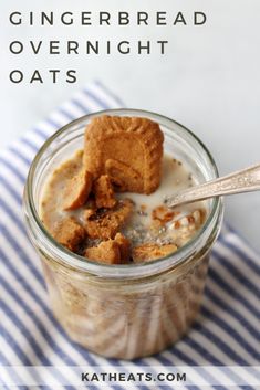 a glass jar filled with overnight oats