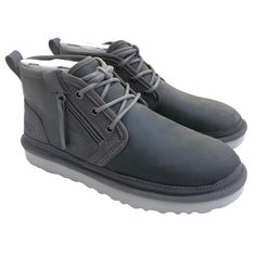 Nail That Cool, Athleisure Look To A T With The Ugg Neumel Zip Mlt Chukka Boot. This On-Trend Boot Features A Treadlite By Ugg Outsole That Ensures Superior Cushioning And Traction For Maximum Walking Comfort. Part Of The Neumel Luxe Collection Treadlite By Ugg Outsole Lateral Zipper Embossed Ugg Logo Pull Tab At Back Cushioned Foam Insole With Bru These Are Men’s Sizes As Shown Above Can Also Be Woman’s Size 8.5 Gray Waterproof Casual Sneakers, Casual Gray Waterproof Sneakers, Ugg Neumel Boots, Ugg Neumel, Chukka Boot, Mens Uggs, Pull Tab, Ugg Shoes, Chukka Boots