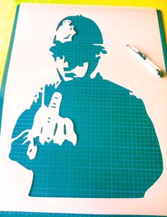 Banksy Rude Cop reusable STENCIL for room interior decor / Not a decal - from Create Cuts Police Art, Tote Bag Painting, Greeting Card Making, Bag Painting, Stencils Online, Graffiti Tattoo