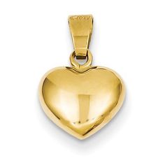 14KT Yellow Gold Small Puffed Heart Charm Heart Pendants, Necklace For Girlfriend, Hot Jewelry, Heart Pendant Gold, Puffed Heart, Puffy Heart, Yellow Gold Pendants, Pendant Gold, Gold Polish