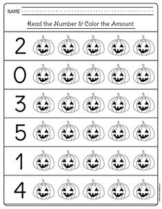 halloween worksheet with pumpkins and numbers for kids to practice counting the number