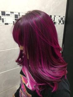 Red Hair Color Styles, 2023 Dyed Hair, Reddish Purple Hair, Magenta Highlights, Pelo Color Borgoña, Skunk Hair, Pink Hair Dye, Hair Color Streaks, Music On Spotify