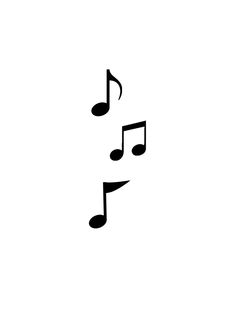 three musical notes are shown in black and white