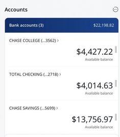 an iphone screen showing the balances and savings for bank accounts, including $ 429