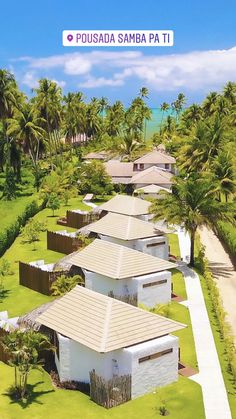 an aerial view of some houses and palm trees in the background with text that reads puusaia samba pa 11