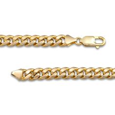 A timeless statement piece, this curb chain necklace is crafted in hollow 14K yellow gold with a high polish finish. The Italian-made chain has a chain gauge of 180 and measures 7.5mm. The 24-inch chain secures with a lobster clasp. Kay Jewelers, Necklace Clasps, Loose Stones, Necklace Chain Lengths, Yellow Color, Necklace Designs, Gold Metal, Necklace Lengths, Chain Necklace