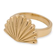 Feeling beachy? Slip on our Conchita Ring for an instant taste of ocean-side vibes. Its water-resistant design keeps it looking fab even when you're splashing around in the waves. Size 7 Gold plated over stainless steel Matching necklace available Gold Shell Ring, Elegant Shell-shaped Gold Rings, Ocean-inspired Shell-shaped Rings As Gift, Silver Shell-shaped Rings For Beach, Shell-shaped Brass Jewelry For The Beach, Trend Jewelry, Mixed Metals, Matching Necklaces, Fit Check