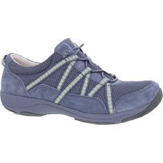 Meet the Dansko Harlyn, your everyday sneaker for great support and effortless comfort. This lightweight shoe is designed to keep you moving forward with ease and style. These Dansko Harlyn Blue Suede Women's Shoes have the following features: Accommodates most standard and custom orthotics Chrome-free leather and recycled nylon Suede treated with 3M Scotchgard™ for stain resistance Dri-Lex® Dri-Freeze® for moisture management and moisture odor control Energy-return EVA removable footbed with Da Comfortable Sneakers With Arch Support And Easy Fit, Comfortable Walking Sneakers With Ortholite Insole, Lace-up Walking Sneakers With Arch Support, Lace-up Sneakers With Arch Support For Walking, Comfortable Ortholite Insole Sneakers For Walking, Athleisure Sneakers For Walking With Arch Support, Cushioned Low-top Walking Shoes With Easy Fit, Ergonomic Low-top Sneakers For Walking, Casual Sneakers With Arch Support And Easy Fit