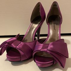 Never Worn!!! Elegant Purple Synthetic Heels, Purple Heels With 4-inch Heel For Summer, Purple Summer Heels With 4-inch Heel, Purple Heels With 4-inch Pointed Toe, Heels Purple, Purple Pointed Toe Heels With 4-inch Heel, Purple 4-inch Heel Synthetic Heels, Color Purple, Shoes Women Heels