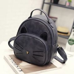 Cute Mini Backpacks, Cat Backpack, Leather Rucksack, Rucksack Backpack, Women Leather Backpack, Cat Bag, School Bags For Girls, Backpack Travel Bag, Small Backpack