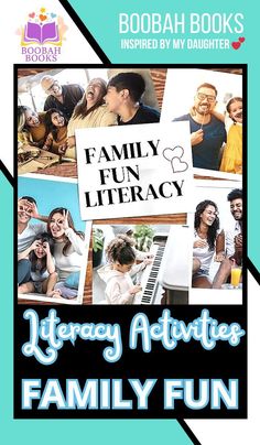 an advertisement for the library's family fun day with pictures of children and adults