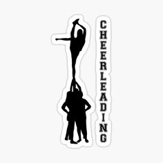 two people standing on top of each other with the words cheerleadering in black sticker