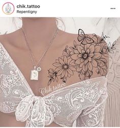 the back of a woman's bra with flowers on it and a tag that says chiki tattoo