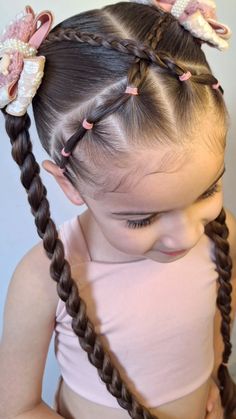 Updos For Little Kids, Hair Styles For Kids Curly Hair, Pumpkin Patch Hairstyles Kids, Hair Ideas For Little Kids, Hairstyles For 7 Year Girl, Gymnast Makeup, Kids Hairstyles Curly Hair, Easy Daughter Hairstyles, Cute Kid Hairstyle