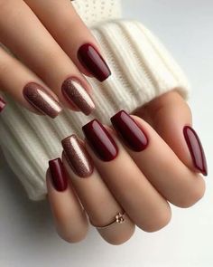 Scottish Nail Art, Fall Themed Nails Simple, Claret Nails, Classy Autumn Nails, November Nails, Fall Nail Trends, Nail Swag, Hot Nails, Fall Nail