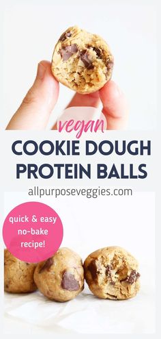 vegan cookie dough protein balls with text overlay