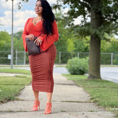 This Pencil Skirt Will Have You Feeling All Kinds Of Way Double Layered Made With Amazing Fabric Model Wore A S The Perfect Houndstooth Double Layer, Trendy Orange Skirt For Fall, Pencil Skirt, Chic Orange Pencil Skirt, Womens Skirt, Chic Orange Skirt For Night Out, Pencil, Orange Brown, Brown Orange