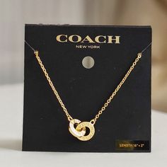 Nwt Coach Interlocking Open Circle Pendant Necklace 91441 Gold $88 Details Gold-Plated Brass Lobster Clasp Closure Adjustable 16" - 18" (L) Circle Stone Necklace, Coach Necklace, Open Circle Necklace, Interlocking Circle Necklace, Rose Gold Logo, Rose Stud Earrings, Coach Jewelry, Unicorn Necklace, Womens Chokers