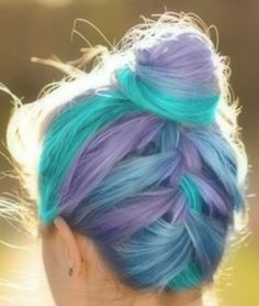 Blue and violet pastel hair. Bright semi-permanent colours like this can fade quickly, but there are ways to combat colour loss. Changing your shampoo to one that is more colour-friendly is one of the easiest tricks... Dye My Hair, Ombre Hair