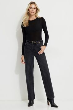 Let me introduce you to Mika, the mid-rise non-stretch jeans with a straight leg - Authentic denim you crave without the stiffness. Features - Belt loops - Zipper fly - 5-pocket styling Size & Fit - Mid-rise - Relaxed straight leg - Inseam length: 32" Materials & Care - 75% Cotton, 25% Organic Cotton - Wash cold, inside out, once every 8 wears - Imported Winter Jeans, Jeans For Sale, Jeans Black, Birthday Outfit, Stretch Jeans, Jeans Shop, Straight Jeans, How To Introduce Yourself, Straight Leg Jeans