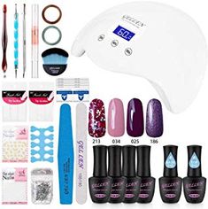 Gellen Gel Nail Polish Starter Kit with 24W LED lamp Base Top Coat, Manicure Tools Popular Nail Art Designs #1 -- Click on the image for additional details. (This is an affiliate link) #foothandnailcare 4th Of July Nails Acrylic, Home Gel Nail Kit, Gel Nail Polish Brands, Gel Nails Summer, Nail Kits, Gel Nails At Home