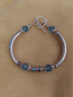 Sterling Silver Bracelet, Silver Crystal Bracelet, SS Bracelet, Swarovski Crystal, Bead Bracelet, Statement Bracelet, Gift for Her by LoveofjewelryShop on Etsy Adjustable Silver Crystal Bracelet With Birthstone, Adjustable Silver Birthstone Crystal Bracelet, Silver Birthstone Bangle Jewelry, Adjustable Silver Crystal Bracelet For Birthday, Adjustable Blue Crystal Bracelet For Anniversary, Round Metal Beaded Bracelets As Gift, Adjustable Sterling Silver Crystal Bracelet For Anniversary, Sterling Silver Round Beads Jewelry For Birthday, Metal Bracelet With Round Beads As Gift