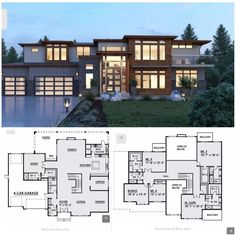 two story house plans with large windows and lots of space for the living room to sit in