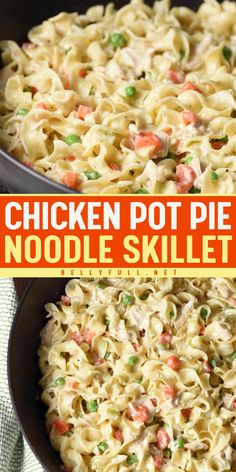 Enjoy Chicken Pot Pie Noodle Skillet, the perfect skillet dish for comfort! With egg noodles and leftover chicken, this cozy dinner idea is a classic comfort food recipe that warms the soul. Cook it up and enjoy a hearty meal that hits the spot every time! Chicken Pot Pie Noodle Skillet, Classic Chicken Pot Pie, Chicken Recipes Boneless, Delish Recipes, Cook Chicken Breast, Best Chicken Recipes, Chicken Recipes Casserole, Egg Noodles, Chicken Pot