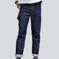 Inject effortless style into your wardrobe this Autumn with our 2023 Collection of elevated-quality dark blue jeans. Crafted with a casual. raw. slim. and tall-rise design. these jeans boast a classic zipper and button closure for effortless wear. Perfect for any day and any occasion. these jeans are sure to become your go-to wardrobe staple.Distinctive Features: Casual Style: Perfect for any day and any occasion. these jeans are sure to become your go-to wardrobe staple. Raw Finish: Boasting a Dark Blue Jeans Outfit, Blue Denim Jeans Outfit, Blue Jeans Outfit Men, Cool Jeans, White Jeans Men, Blue Jean Outfits, Yellow Denim, Essential Wardrobe, Autumn Collection