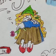 a child's drawing of a girl in a skirt